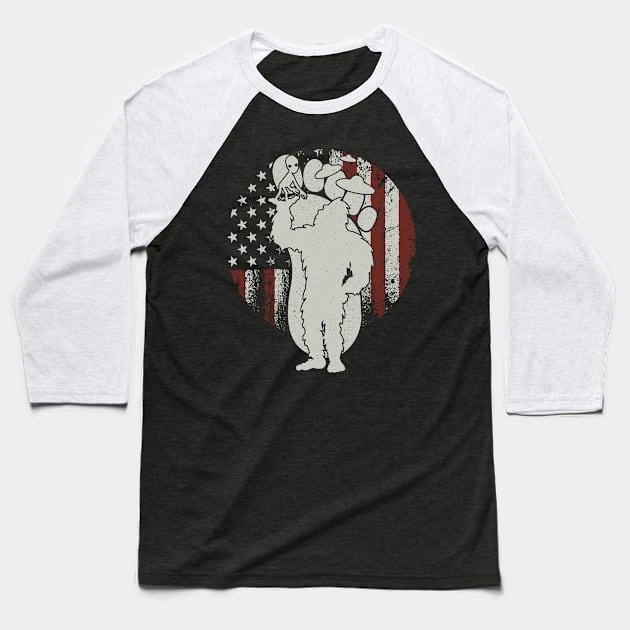 Bigfoot Usa Flag Alien Baseball T-Shirt by Tesszero